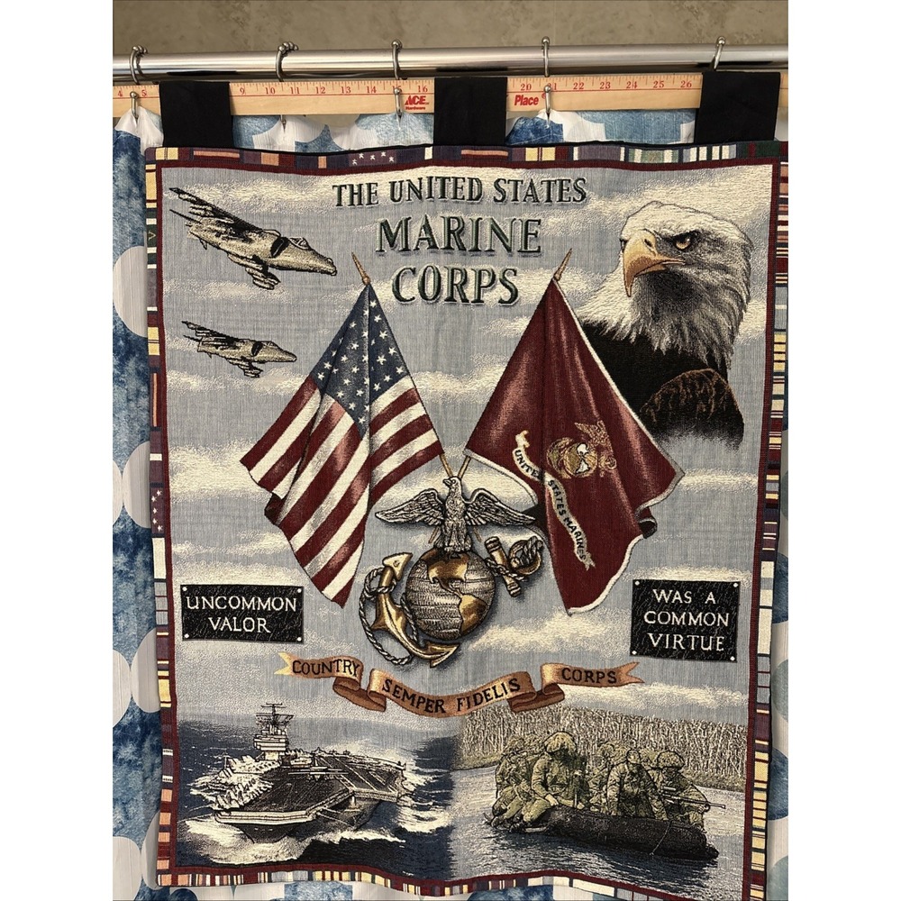 US Marine Corps Semper Fidelis Woven Wall Hanging Tapestry Pure Country Weavers
